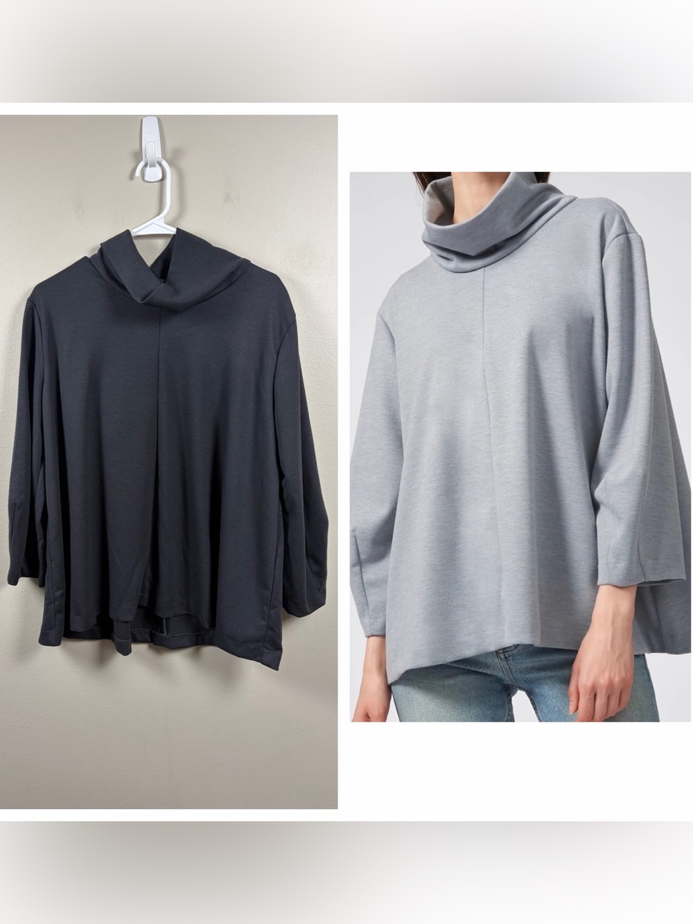 Kal Rieman Ponte Swing Tneck Charcoal Gray S